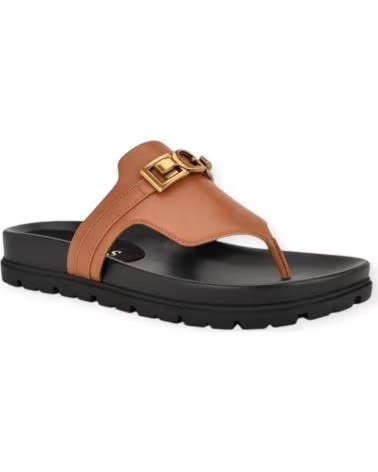 GUESS SANDALES TONGS AVEC BOUCLE MÉTALLIQUE FARRON MARRON