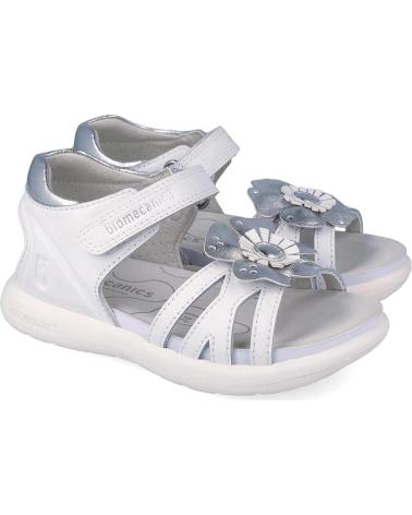 BIOMECANICS SANDALIAS CON DETALLE FLORAL Y CIERRE DE VELCRO BLANCO