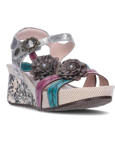 LAURA VITA SANDALIAS LAURA VITA BARRY 41 CON PLATAFORMA Y DETALLES FLORALES GRIS