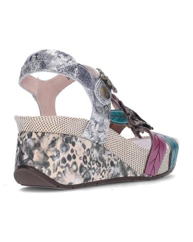 LAURA VITA SANDALIAS LAURA VITA BARRY 41 CON PLATAFORMA Y DETALLES FLORALES GRIS