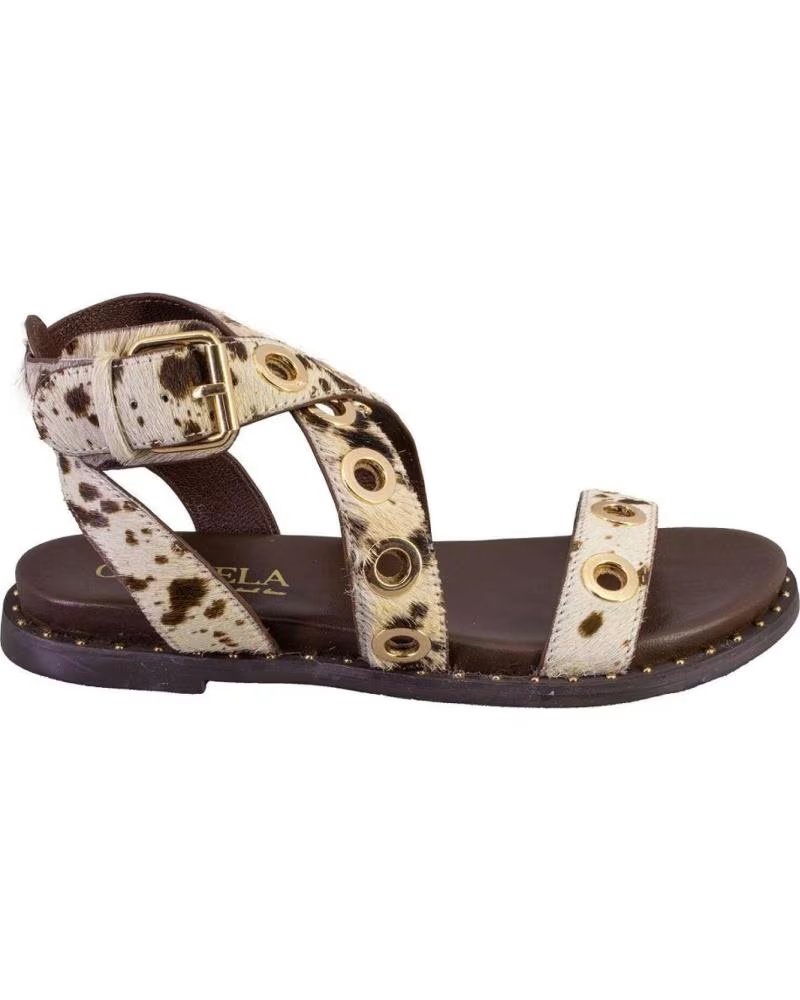 CARMELA SANDALI CARMELA 162389 IN PELLE CON STAMPA ANIMALIER MARRON