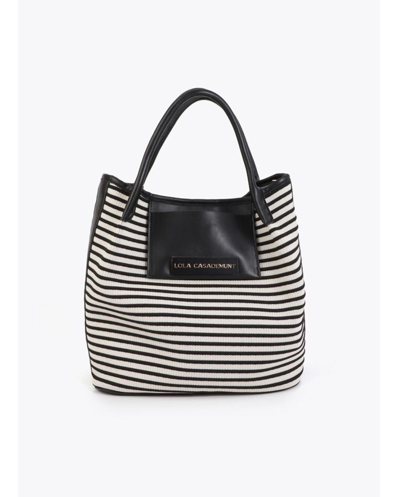 LOLA CASADEMUNT BOLSO SHOPPER RAYAS LS2604084 EN COLOR NEGRO