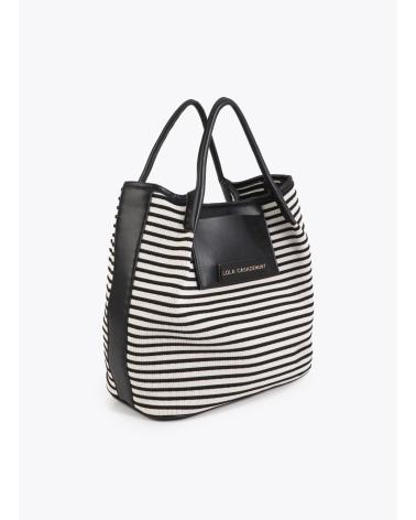 LOLA CASADEMUNT BOLSO SHOPPER RAYAS LS2604084 EN COLOR NEGRO