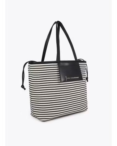 LOLA CASADEMUNT BOLSO SHOPPER RAYAS LS2604088 EN COLOR NEGRO
