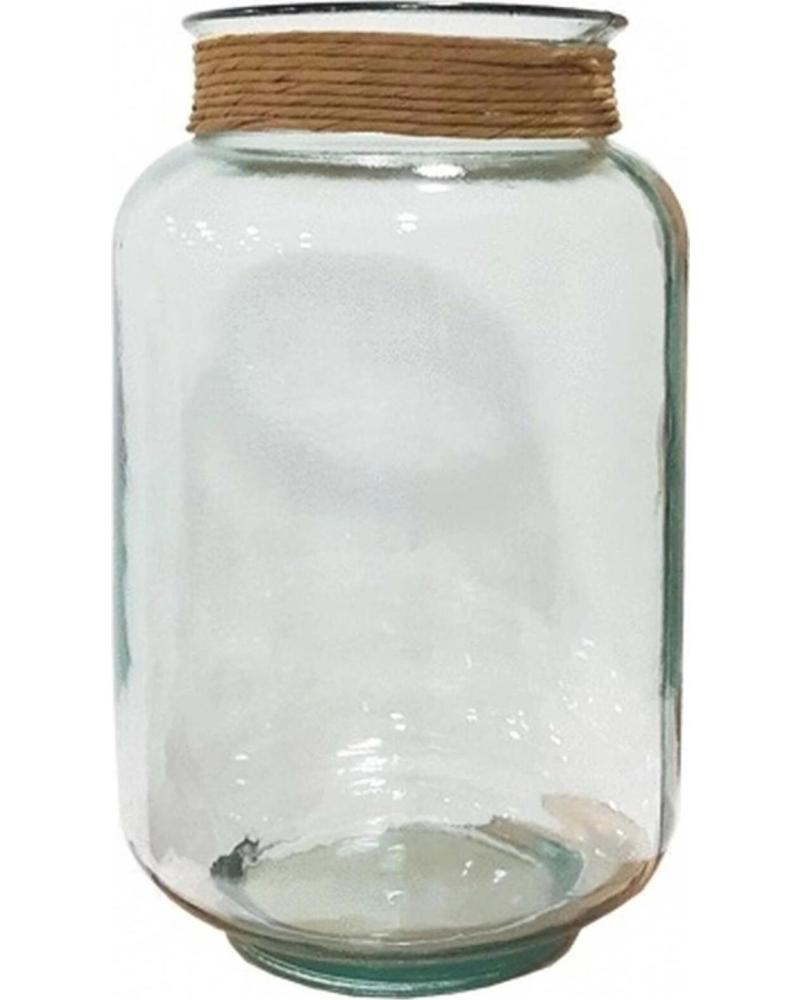 FOIMPEX JARRÓN DE CRISTAL CON DETALLE DE CUERDA DECORATIVA TRANSPARENTE