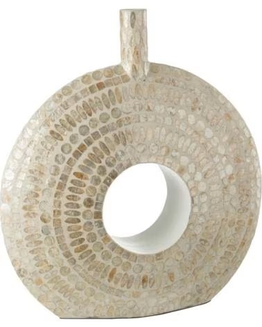 J-LINE VASO DECORATIVO BEGE COM DESIGN CIRCULAR TEXTURIZADO BEIGE