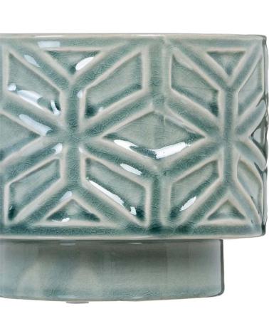IXIA JARRÓN DECORATIVO CON RELIEVE GEOMÉTRICO IXIA AZUL