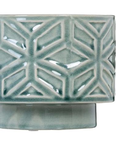 IXIA JARRÓN DECORATIVO CON RELIEVE GEOMÉTRICO IXIA AZUL
