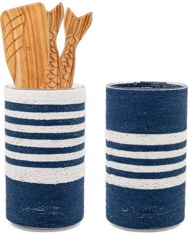 BATELA SET DE PORTAVELAS ESTILO NÁUTICO AZUL