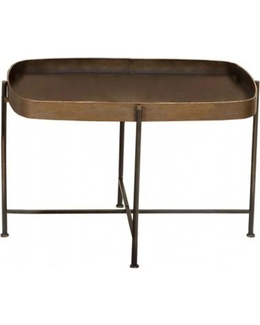 FOIMPEX MESA AUXILIAR METÁLICA CON SOBRE MADERA MARRON