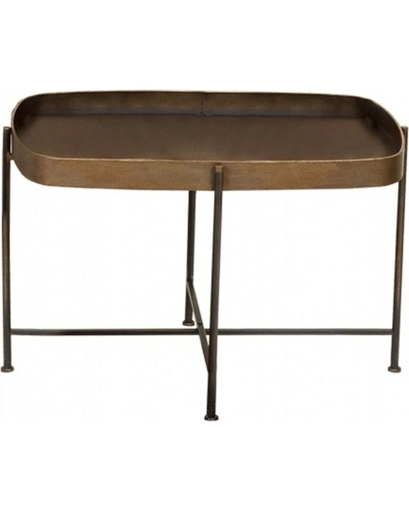 FOIMPEX MESA AUXILIAR METÁLICA CON SOBRE MADERA MARRON