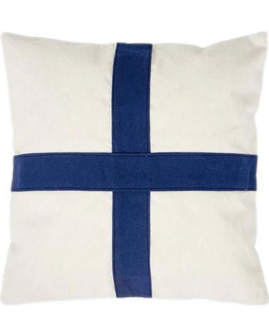 BATELA COJÍN DECORATIVO ESTILO NÁUTICO CON CRUZ AZUL BLANCO