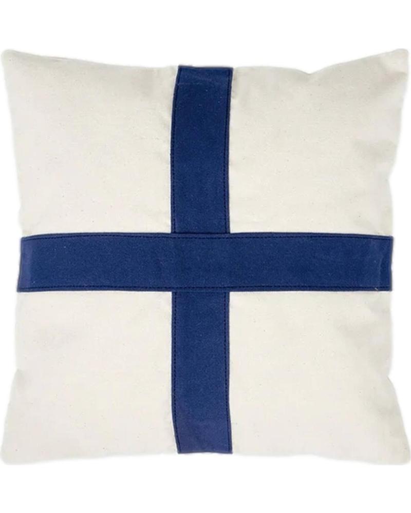 BATELA COJÍN DECORATIVO ESTILO NÁUTICO CON CRUZ AZUL BLANCO