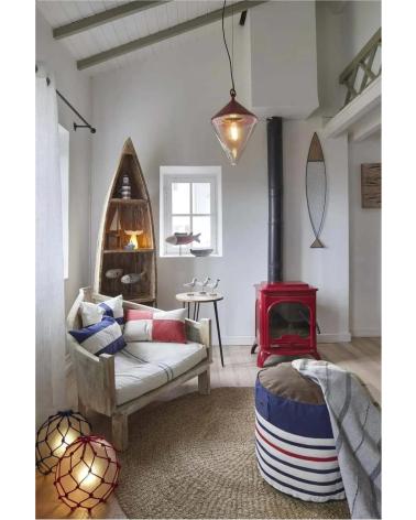 BATELA COJÍN DECORATIVO ESTILO NÁUTICO CON CRUZ AZUL BLANCO