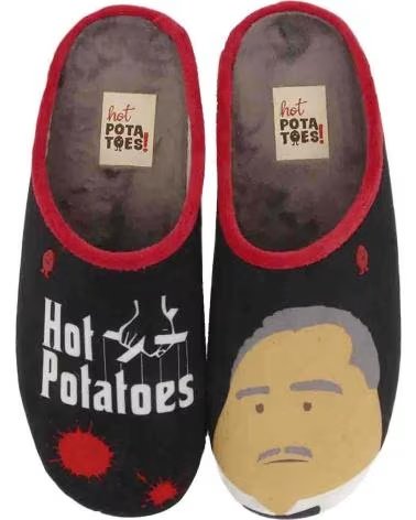HOT POTATOES HAUSSCHUHE MIT OFFENER FERSE UND GRAFIKDESIGN NEGRO