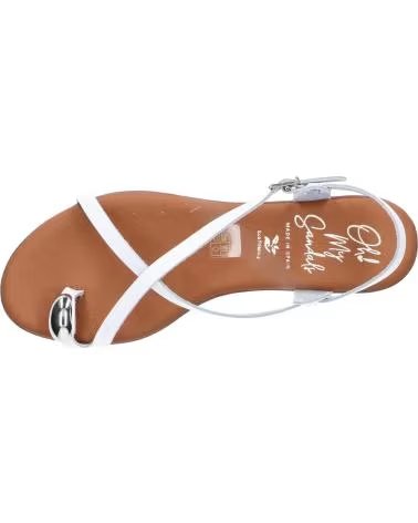 OH MY SANDALS SANDALE PLATE STYLE ESCLAVE AVEC FERMETURE À BOUCLE BLANCO