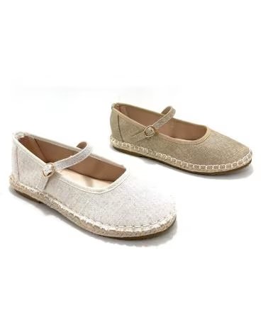 BUBBLE BOBBLE BALLERINE CON CINTURINO E SUOLA IN JUTA BEIGE