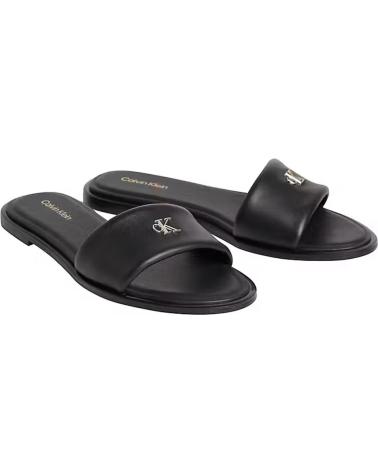 CALVIN KLEIN SANDALIAS PLANAS ROUND FLAT CON LOGO METÁLICO NEGRO