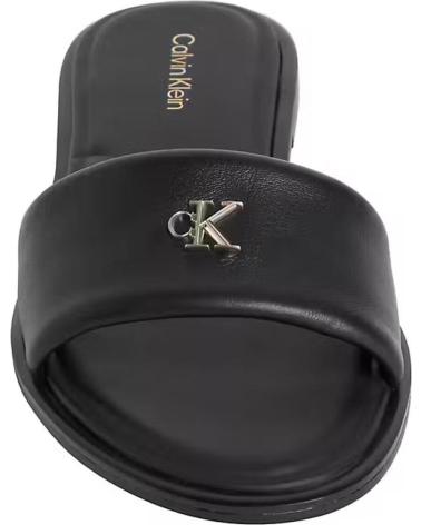 CALVIN KLEIN SANDALIAS PLANAS ROUND FLAT CON LOGO METÁLICO NEGRO
