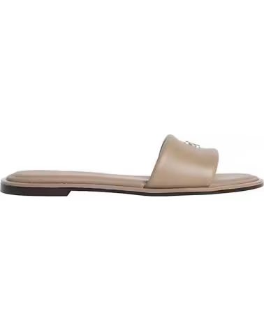 CALVIN KLEIN SANDÁLIAS RASTEIRAS ROUND LOGO EM COURO TAUPE