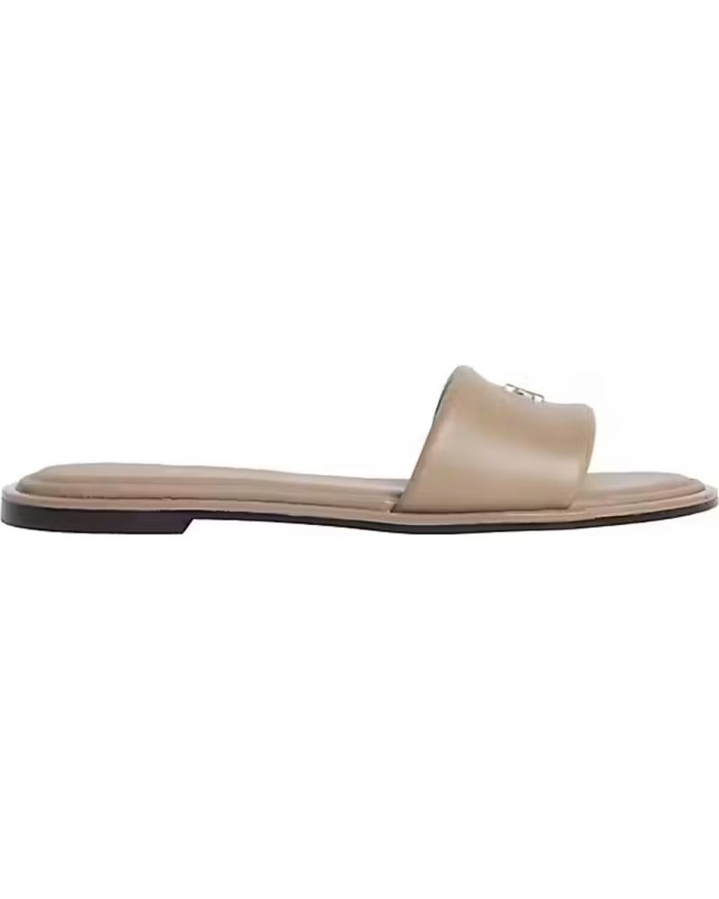 CALVIN KLEIN SANDÁLIAS RASTEIRAS ROUND LOGO EM COURO TAUPE