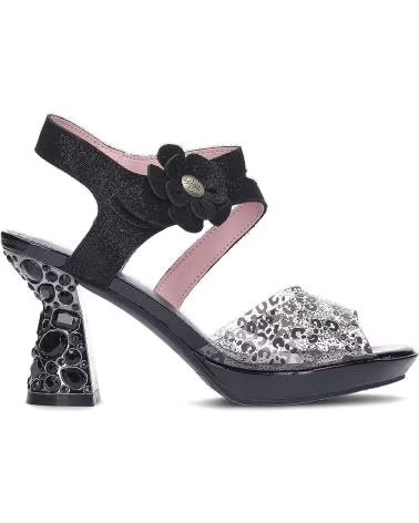 LAURA VITA SANDÁLIAS HICAO 23 COM SALTO ESCULTURAL E DETALHE FLORAL NEGRO