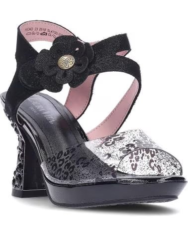 LAURA VITA SANDÁLIAS HICAO 23 COM SALTO ESCULTURAL E DETALHE FLORAL NEGRO