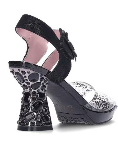 LAURA VITA SANDÁLIAS HICAO 23 COM SALTO ESCULTURAL E DETALHE FLORAL NEGRO