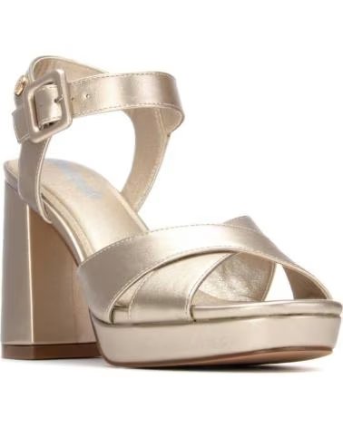 REFRESH BLOCK HEEL SANDALS WITH PLATFORM AND BUCKLE CLOSURE ORO
