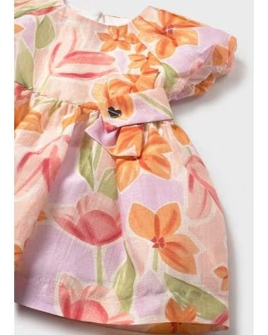MAYORAL ROBE À IMPRIMÉ FLORAL AVEC MANCHES BOUFFANTES ROSA