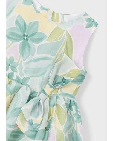 MAYORAL BLUMENMUSTER KLEID MIT SCHLEIFE 3913 078 GRÜN MÄDCHEN VERDE