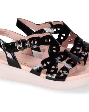 CHIKA10 SANDÁLIA RE MANGO COM TIRAS RECORTADAS E FECHO DE FIVELA NEGRO-BLACK