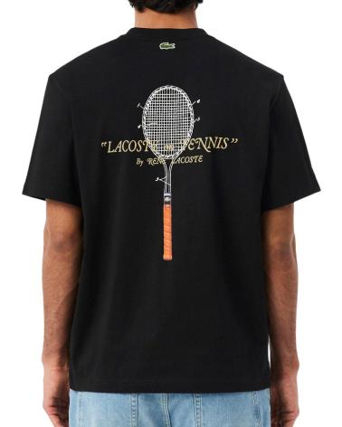 LACOSTE CAMISETA ALGODÓN GRUESO GRÁFICO TENIS NEGRO REF 1176811