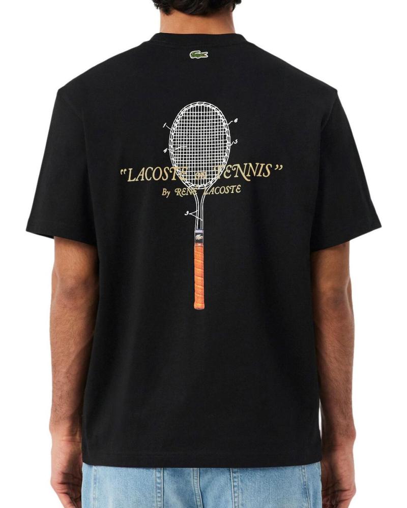 LACOSTE CAMISETA ALGODÓN GRUESO GRÁFICO TENIS NEGRO REF 1176811