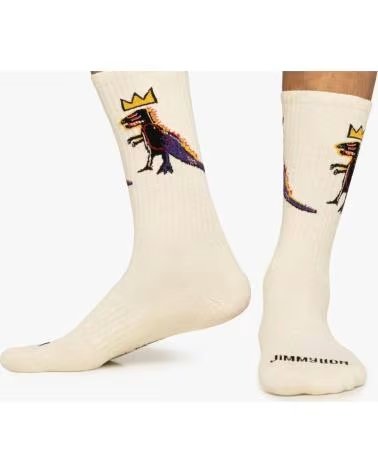 JIMMY LION MEIAS JIMMY LION COM ESTAMPA DE DINOSSAURO BEIGE