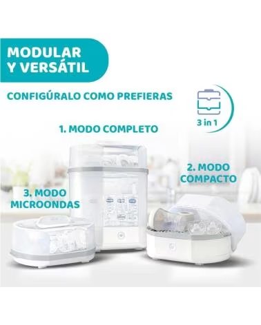 CHICCO ESTERILIZADOR DE BIBERÕES A VAPOR BRANCO 3 EM 1 BLANCO