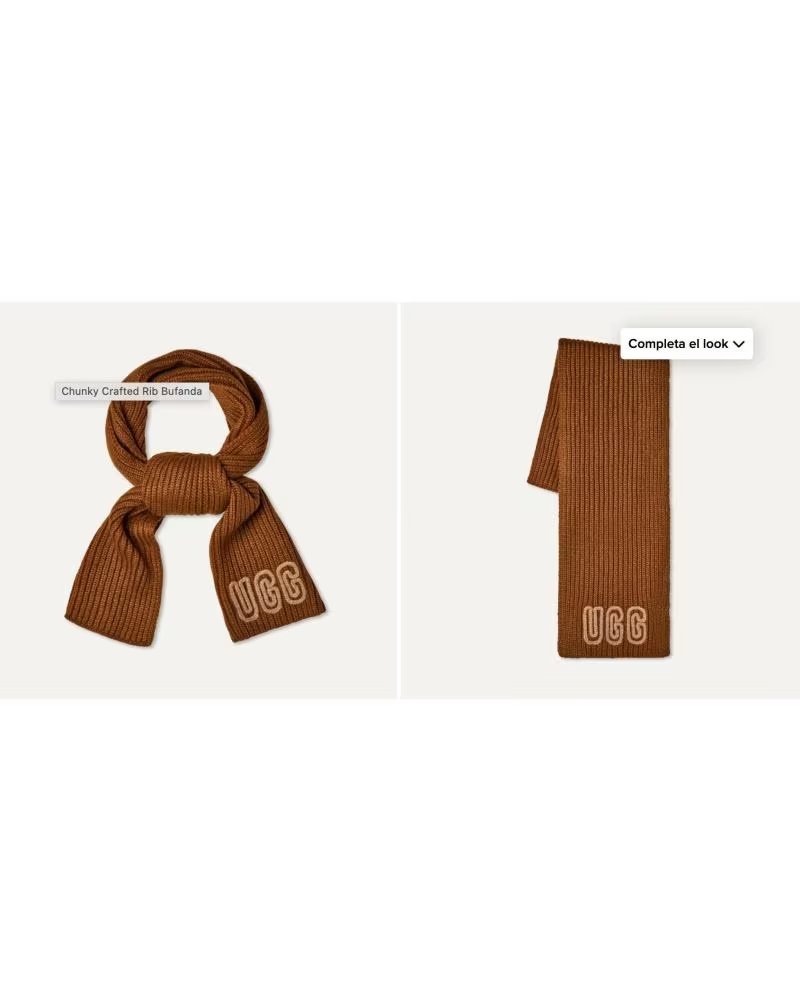 UGG ÉCHARPE UGG EN MAILLE CÔTELÉE AVEC LOGO CAMEL