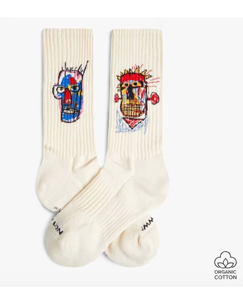 JIMMY LION CALCETINES ATHLETIC BASQUIAT HEADS 1982 EN PARA UNISEX BEIGE
