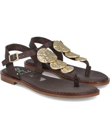 OH MY SANDALS 5848 SANDALIA ESCLAVA CON ADORNOS METALICOS MUJER MARRON