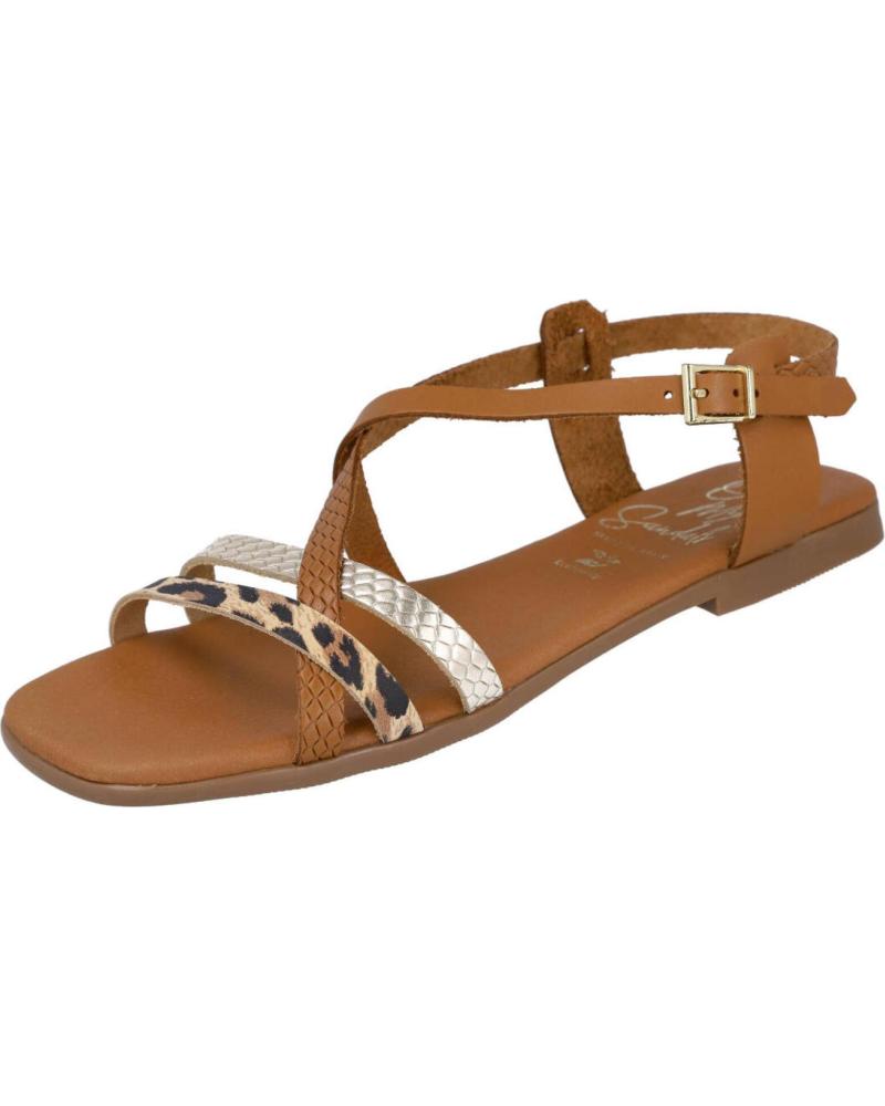 OH MY SANDALS 5801 SANDALIAS PLANAS COMBINADAS CON ANIMAL PRINT ROBLE