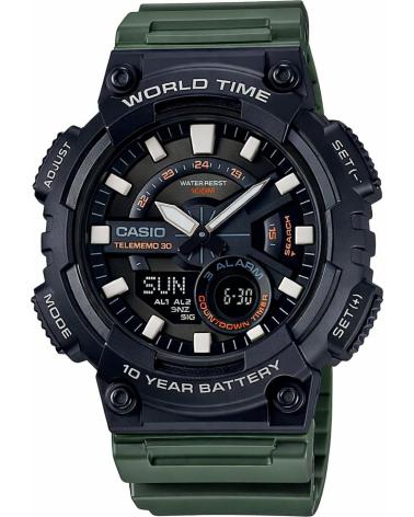 CASIO RELOJ AEQ-110W-3A WORLD TIME CON BATERÍA DE 10 AÑOS NEGRO