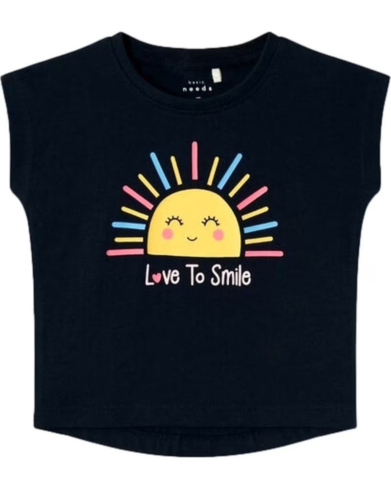 NAME IT KURZARM-T-SHIRT MIT SONNEN-PRINT BLAU AZUL