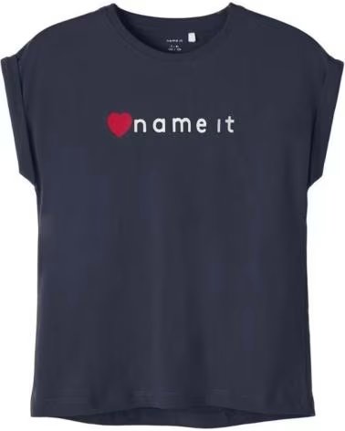 NAME IT T-SHIRT DE MANGA CURTA COM LOGÓTIPO E CORAÇÃO AZUL