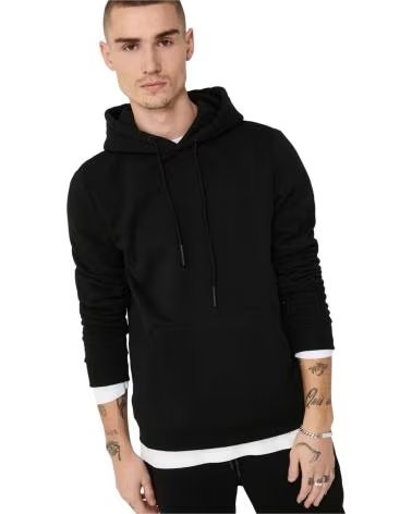 ONLY SUDADERA CON CAPUCHA 22018685-BLACK EN PARA HOMBRE NEGRO