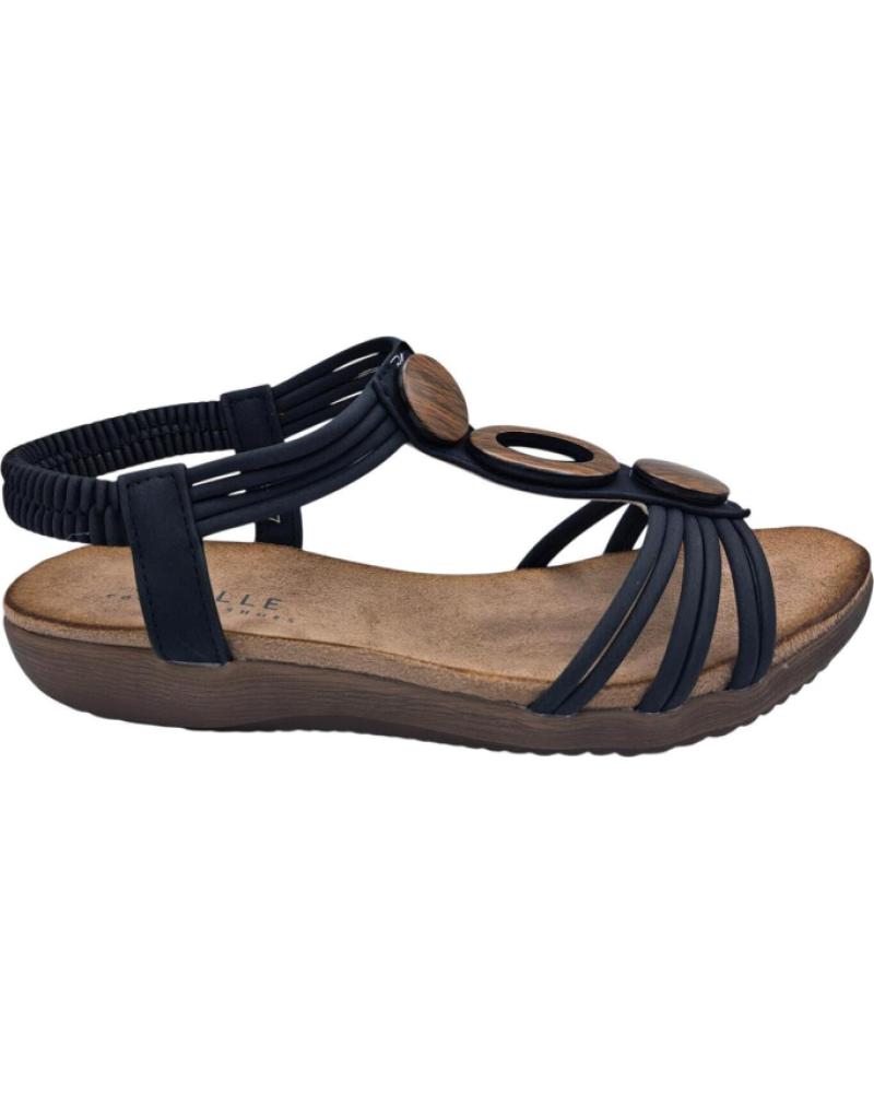 CALZADOMANIA SANDALIA PLANA CON APLIQUES DECORATIVOS NEGRO