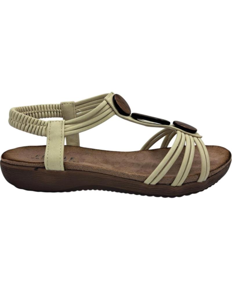 CALZADOMANIA SANDALIA PLANA CON TIRAS ENTRELAZADAS Y ADORNO CENTRAL BEIGE