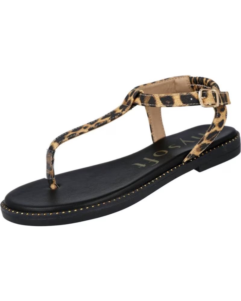 MYSOFT 26M035 SANDALIAS ESCLAVAS MUJER LEOPARDO-NEGRO