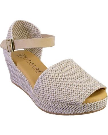 PITILLOS SANDALIAS 11260 CON CUÑA Y CIERRE DE HEBILLA BEIGE
