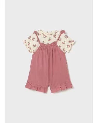 MAYORAL LATZHOSE UND T-SHIRT SET 1656 018 ROSA MÄDCHEN
