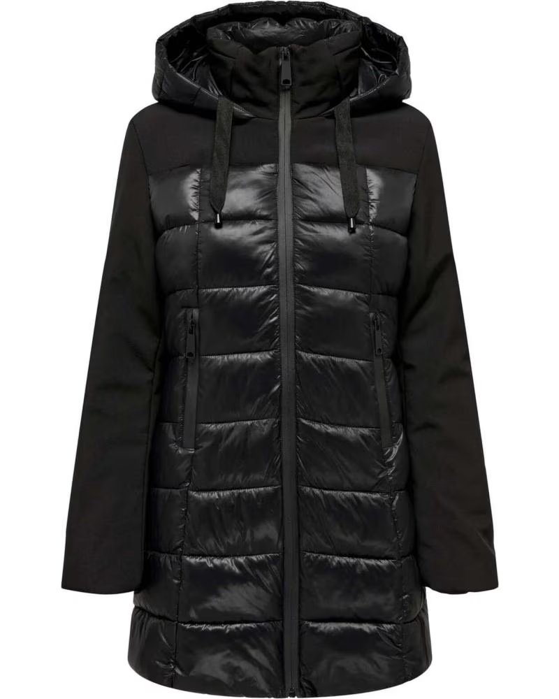 ONLY CHAQUETA ACOLCHADA CON CAPUCHA Y CIERRE DE CREMALLERA NEGRO